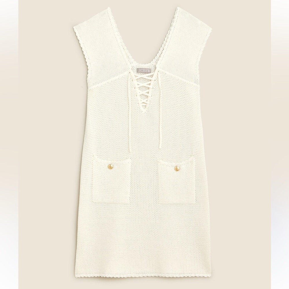 J. Crew Pointelle Lace-Up Sweater Dress